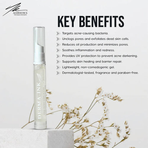 Derma-Ink key benefits list beside the gel pen