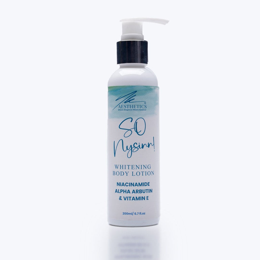 So Nysinn whitening body lotion pump bottle on a white background
