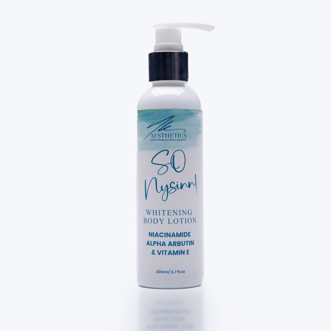 So Nysinn whitening body lotion pump bottle on a white background